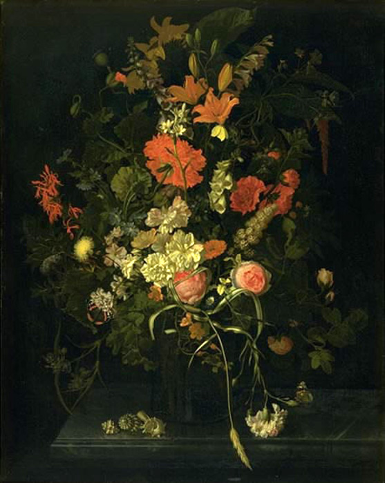 bouquet of flowers in a glass